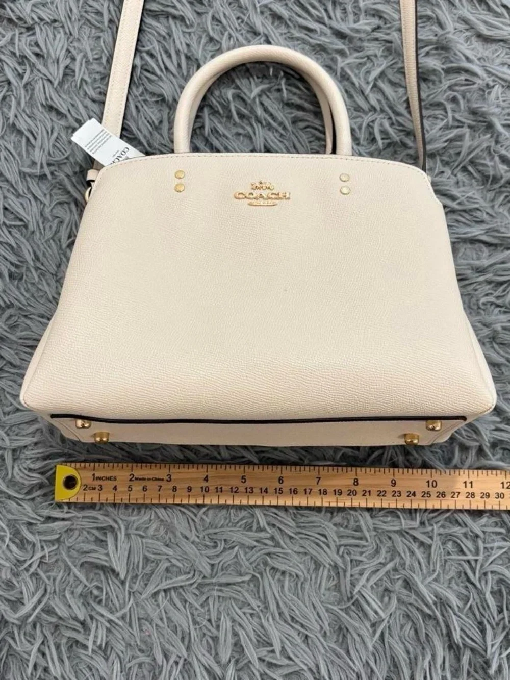 NEW Coach Mini Lillie Carryall Handbag Leather In Chalk Crossbody Strap Classy